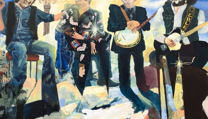 Dupuy spencer, george jones greeting the newest members of heaven’s band, 2017, oil on linen, 65 x 85 in., 165.1 x 215.9 cm, cnon 59.410