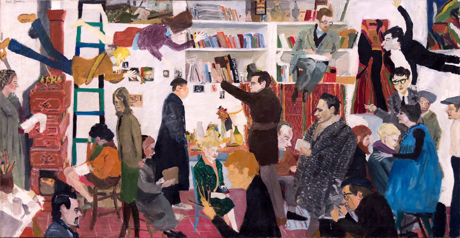Grooms, via guelfa studio, 1960 61, oil on canvas, 44 1 2 x 86 in., 113 x 218.4 cm, cnon 60.432