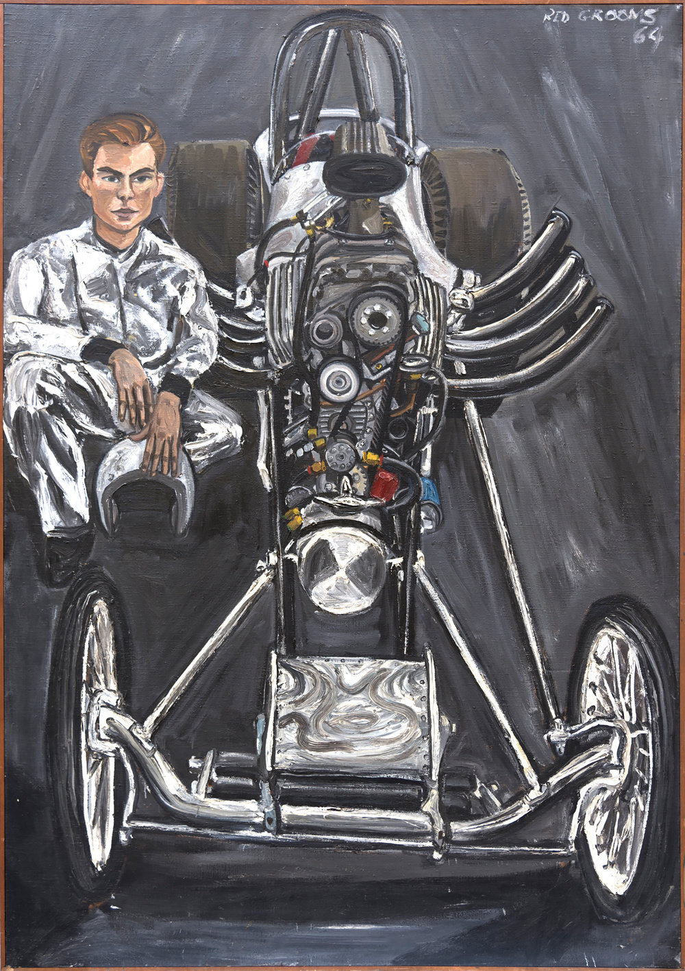 Grooms, rodger and his dragster, 1964, oil on canvas, 79 3 4 x 46 in., 202.6 x 116.8 cm, cnon 60.157