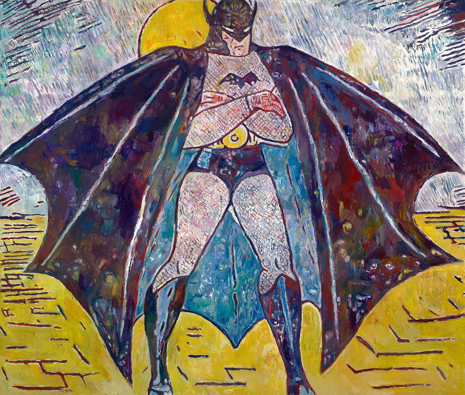 Mayerson, batman, 2018, oil on linen, 48 x 56 x 1 in., 121.9 x 142.2 x 2.5 cm, cnon 59.918