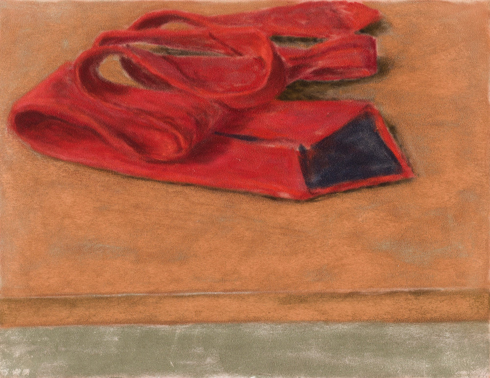 Arikha, red tie, 2001, pastel on velvet paper, 9 1 2 x 12 1 8 in, noz 41 640