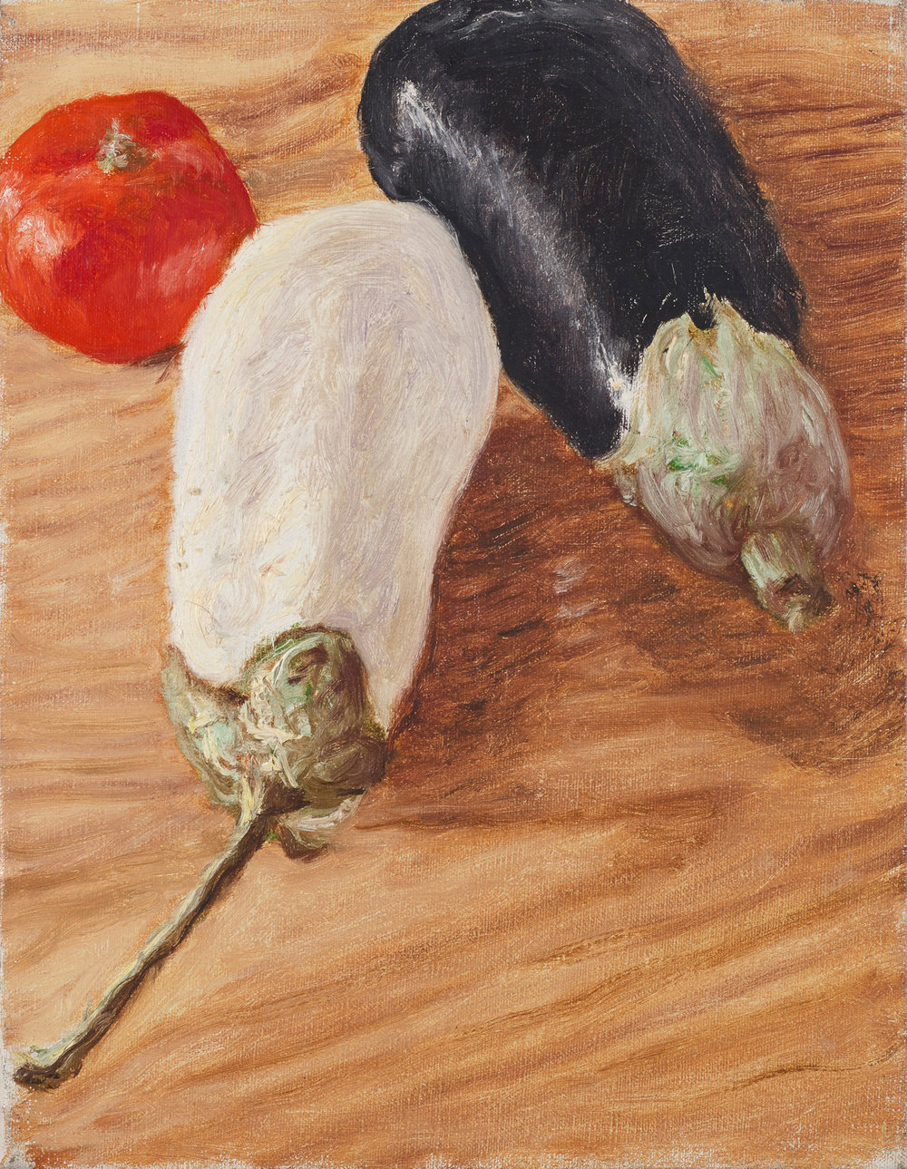 Arikha, tomato and two aubergines, 1994, oil on canvas, 13 x 10 1 16 in