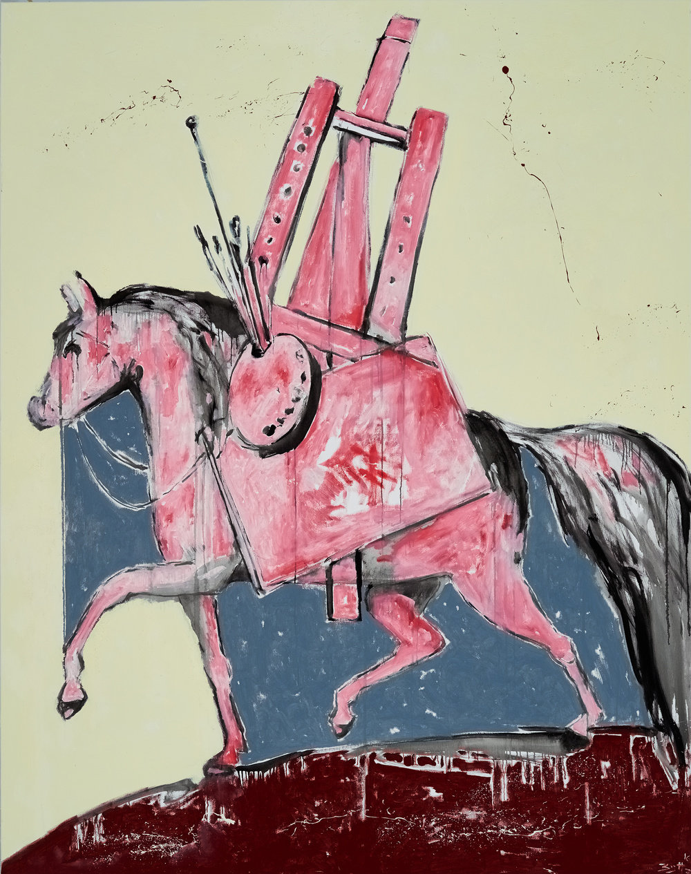 Büttner, ein geschundener gaul (a flogged horse), 2016, oil on canvas, 75 × 59 in., 190 x 150 cm