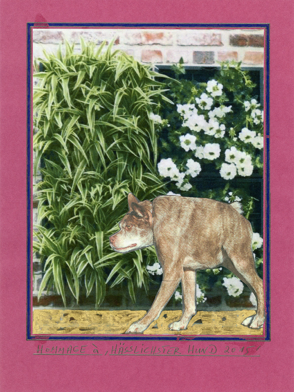 Büttner, hommage à, 'hässlichster hund 2015', hommage à, ”ugliest dog, 2015, collage, 16.125 x 13 in, 41 x 33 cm, cnon 58.319