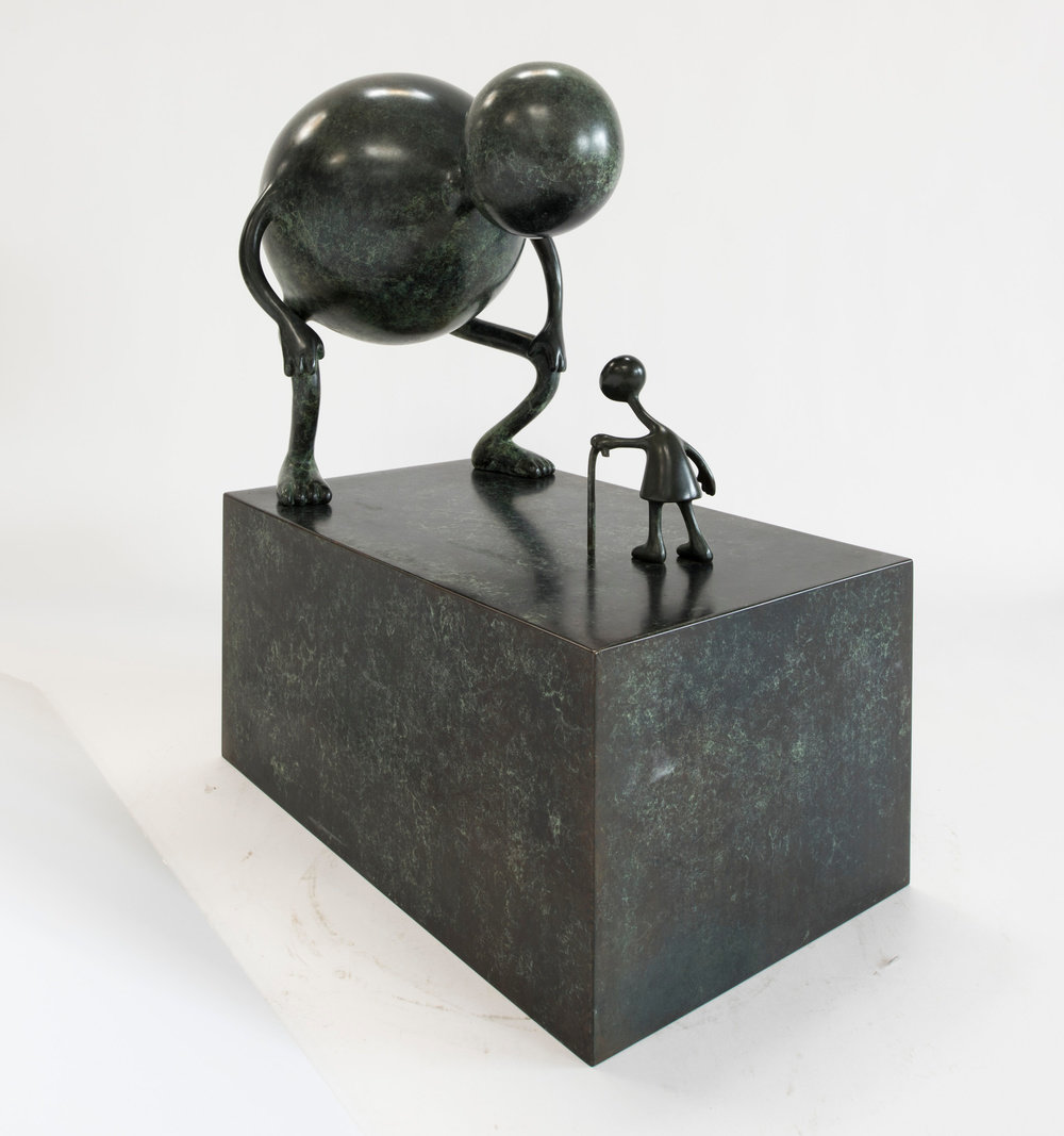 Otterness, youth and age, 2017, bronze, ed. of 6, 28 x 22 1 2 x 12 in., non 59.373