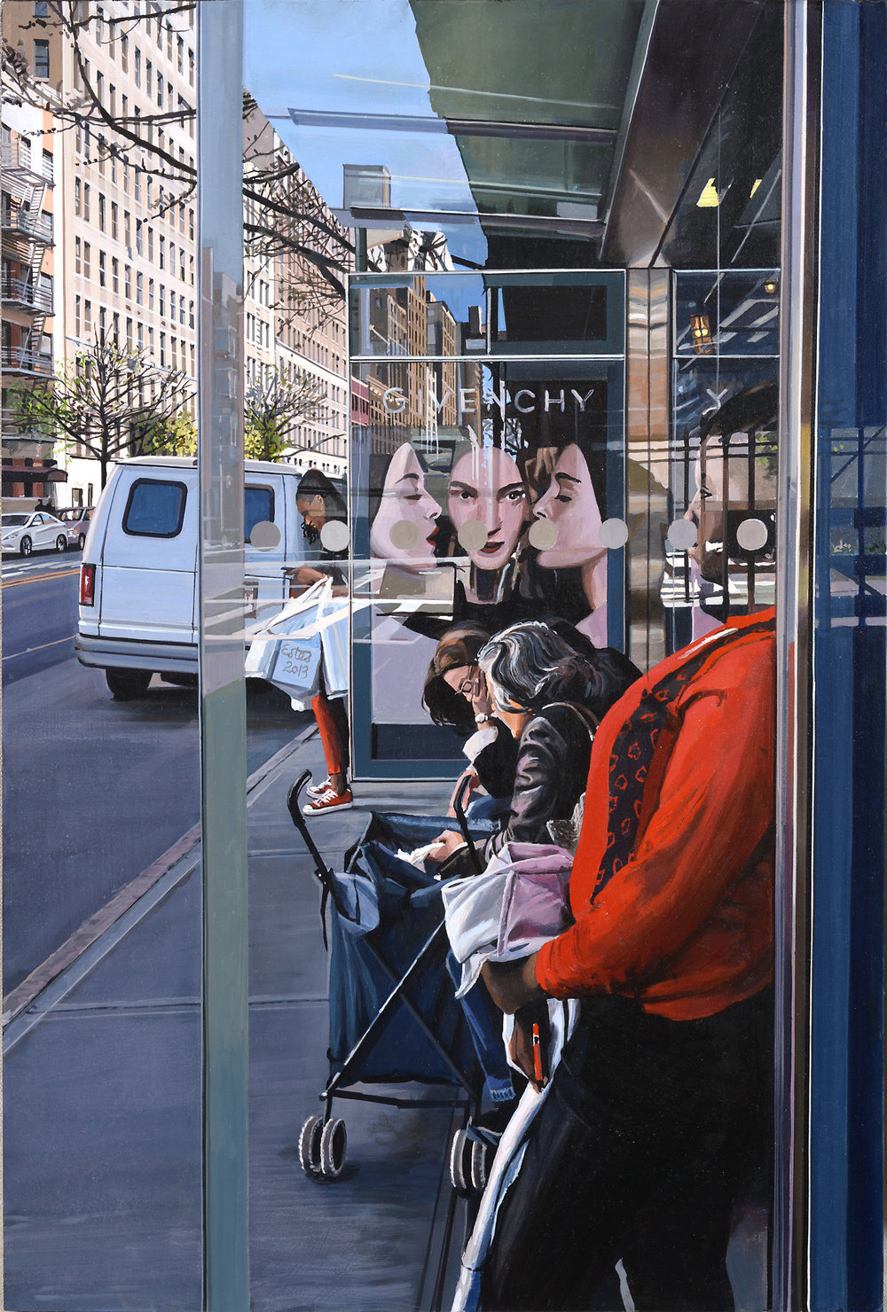 Estes, 79th street bus stop, 2013, oil on board, 22 x 14 3 4 in, non 53889