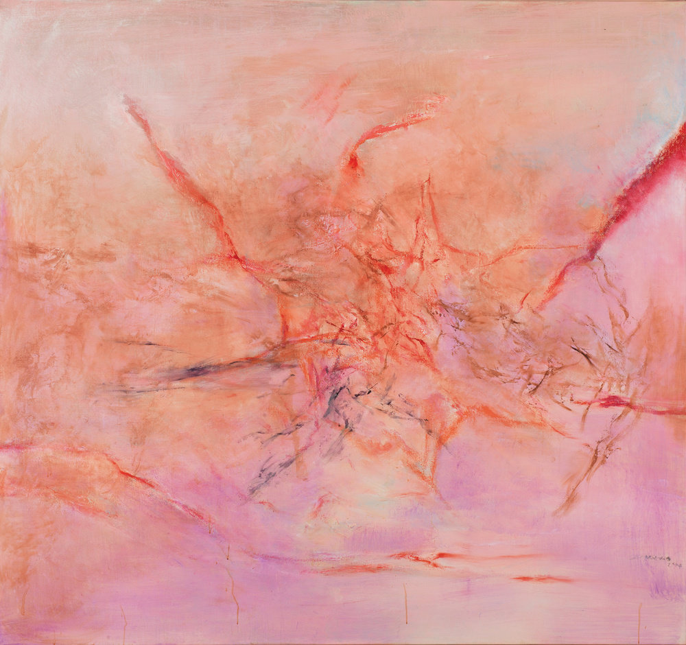 Zao wou ki, vague rouge blanc bleu (no frame), 2004, oil on canvas, 59 x 63, n44.791