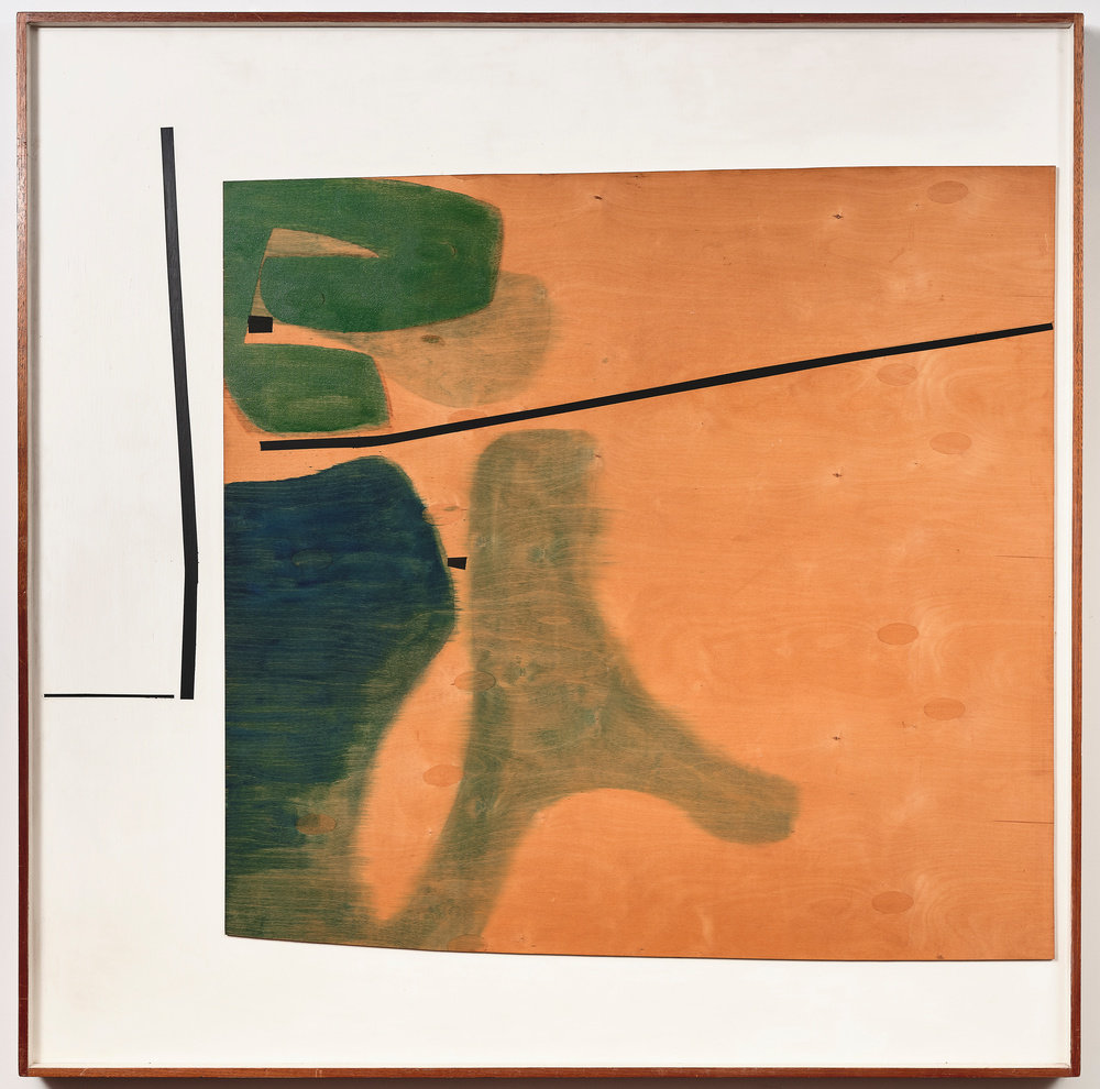 Victor pasmore, green and indigo development no. 3, 1965, oil on board, 60 x 60 in., 152.4 x 152.4 cm, 6493