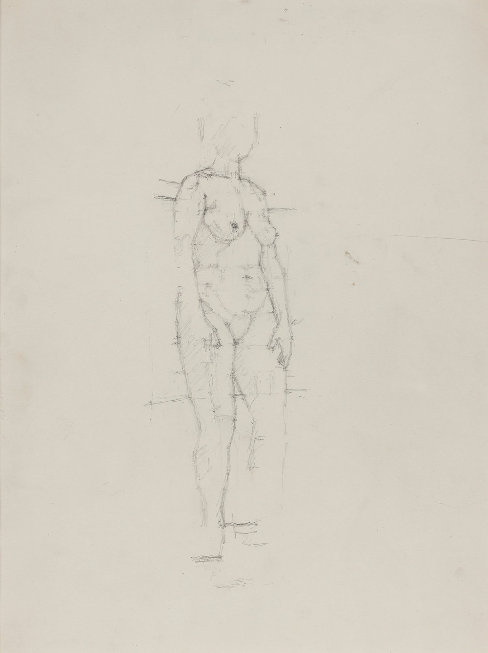 Uglow, standing nude ii, 1960, pencil on paper, 14 1 8 x 11 in., 36 x 28 cm