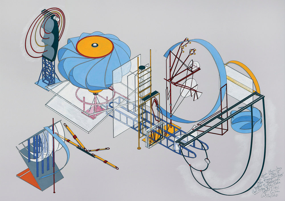 Aycock, hoodo (laura) from the series how to catch and manufacture ghosts   vertical and horizontal cross section of the ether wind (1981), 1990   2012, watercolor and ink on paper, 27 1 2 x 39 1 4 in., non 59.502