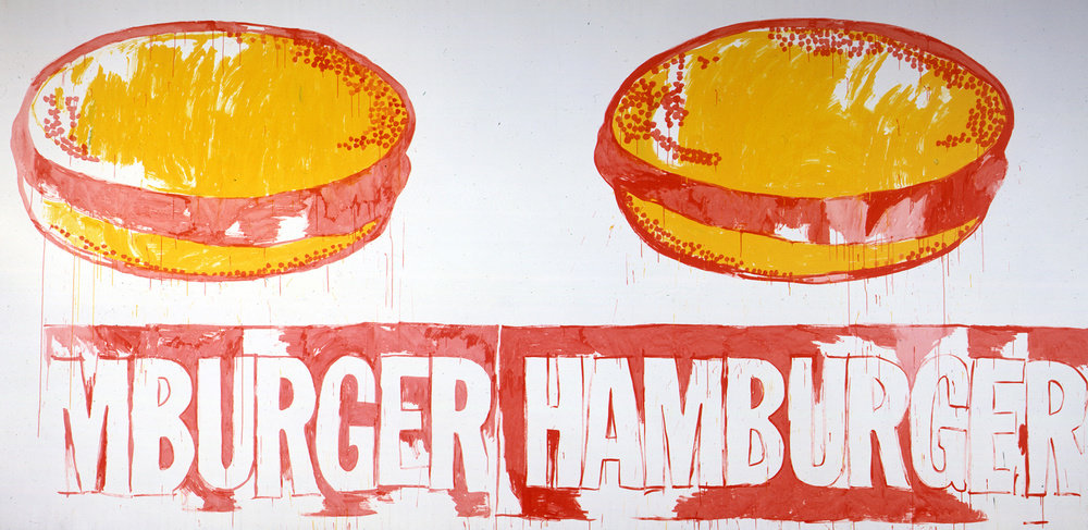 Warhol, double hamburger, 1985 86, synthetic polymer paint on canvas, nx5560
