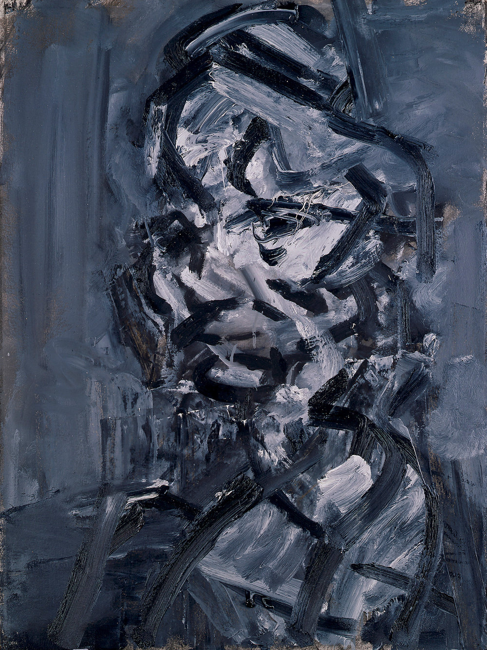 Auerbach, head of charlotte podro 1982, oil on paper, 30 x 22 1 2 in., 76.2 x 57.1 cm