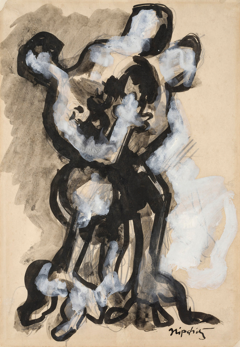 Lipchitz, study for benediction, 1941, pastel and gouache paper, 11 3 4 x 8 1 8 in, nos 57 116