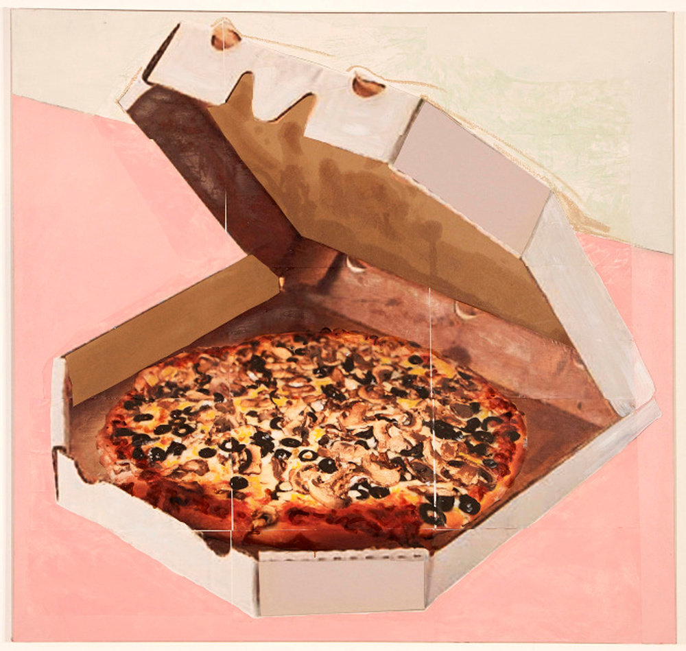 Ahearn, untitled (pizza 3), 2011, multi media, 52 x 64 in. 132 x 162.6 cm
