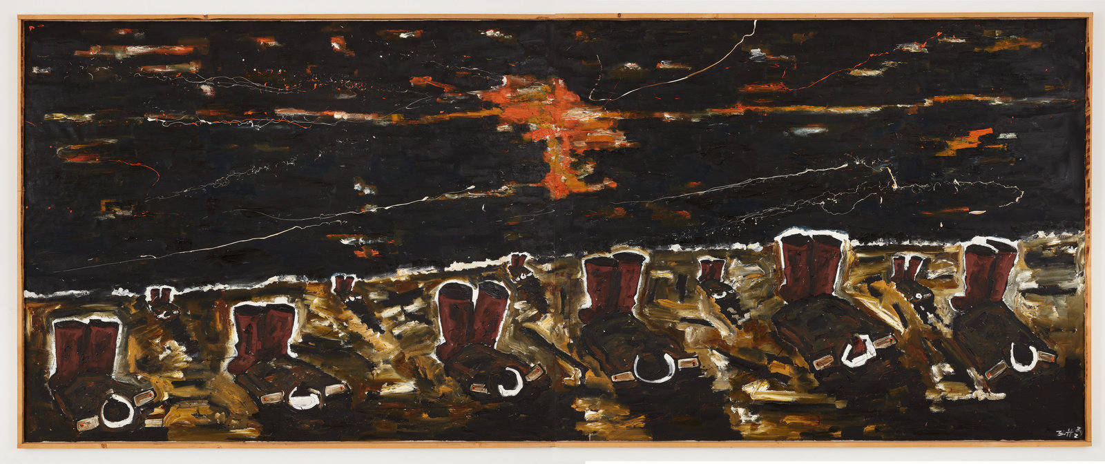 Büttner, badende russen (bathing russians), 1984, oil on canvas, diptych, 75 x 189 in., 190 x 480 cm