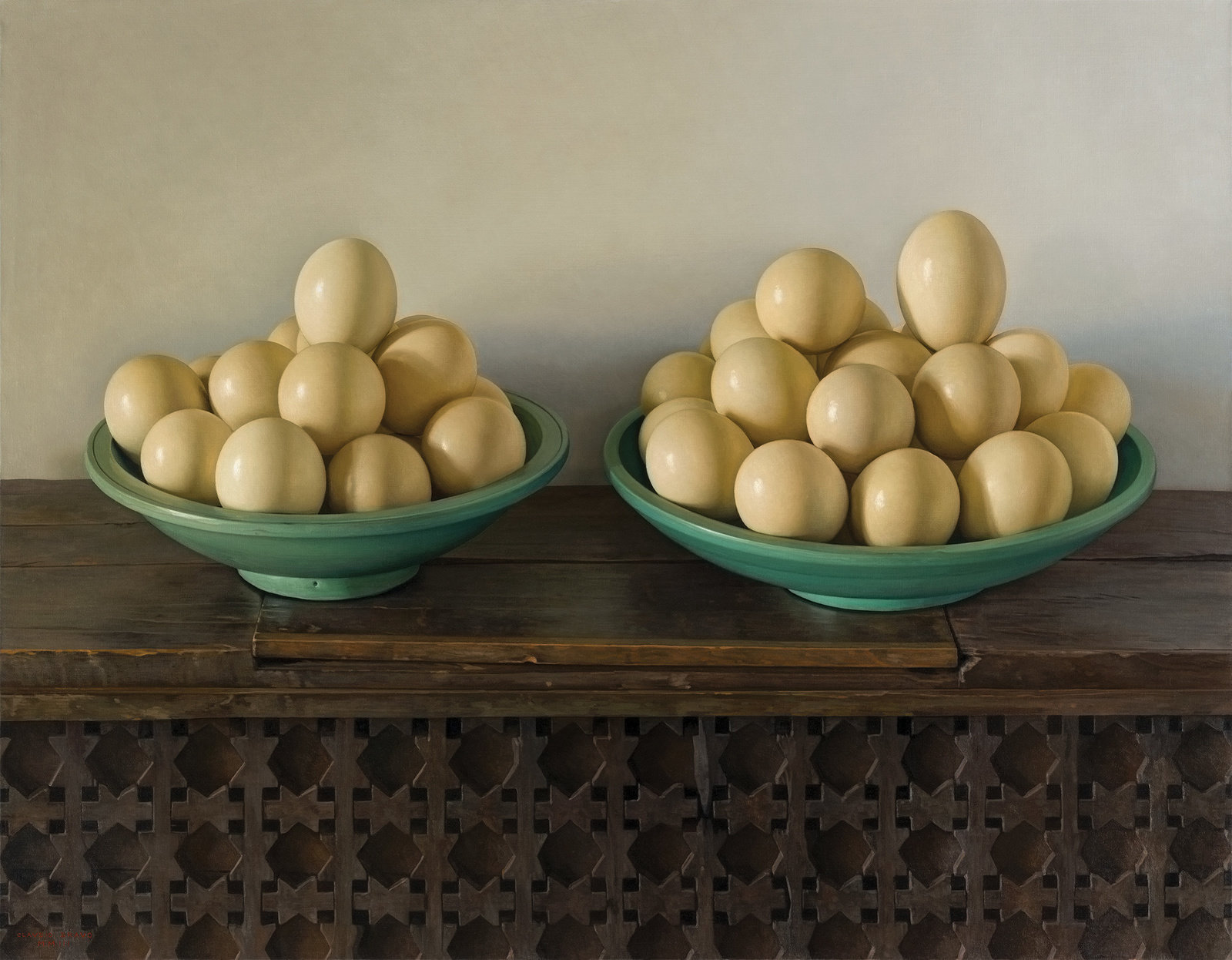 Bravo, huevos avestruz   ostrich eggs, 2003, oil on canvas, 44 7 8 x 57 1 2 in, non 57 572