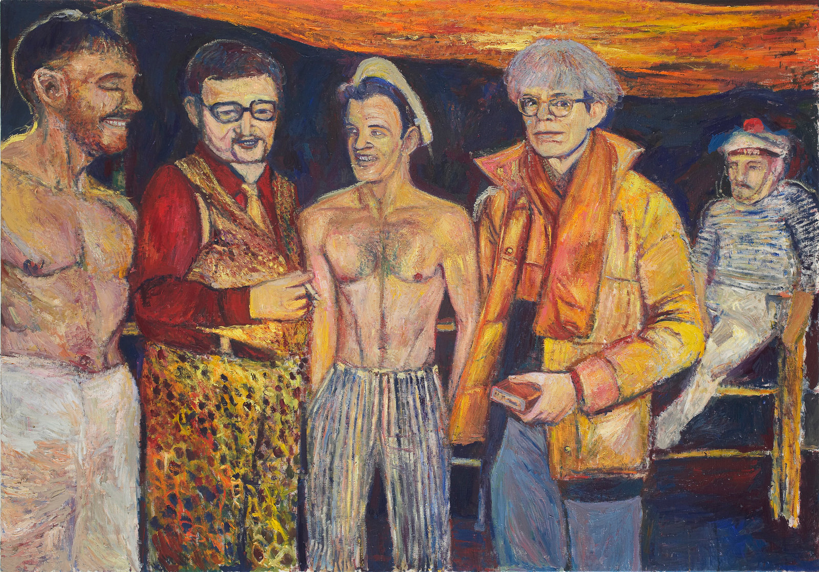 Mayerson, fassbender and warhol on the set of querelle, 2006, oil on linen, 52 x 36 in. 132.08 x 91.44 cm cnon 55.712