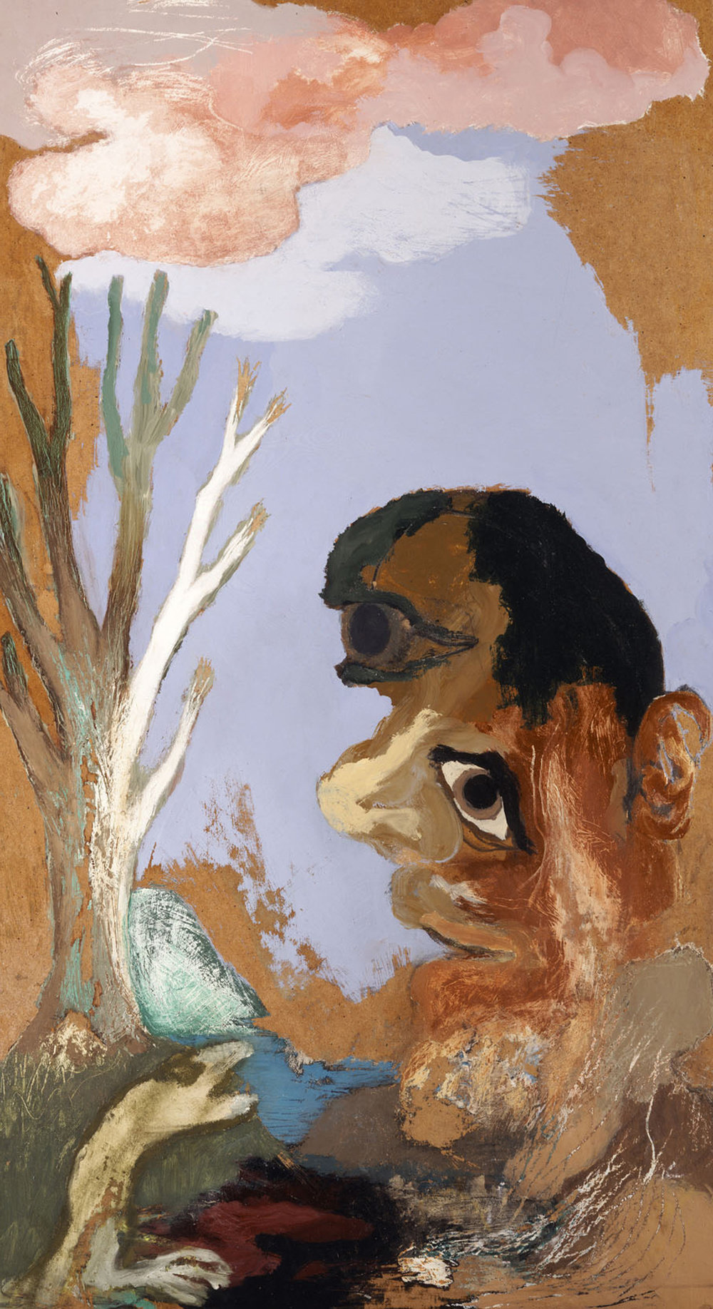 Kiff, white tree, large face, 1990 91, acrylic on canvas, 48 x 27 in., 121.9 x 68.6 cm, 304855