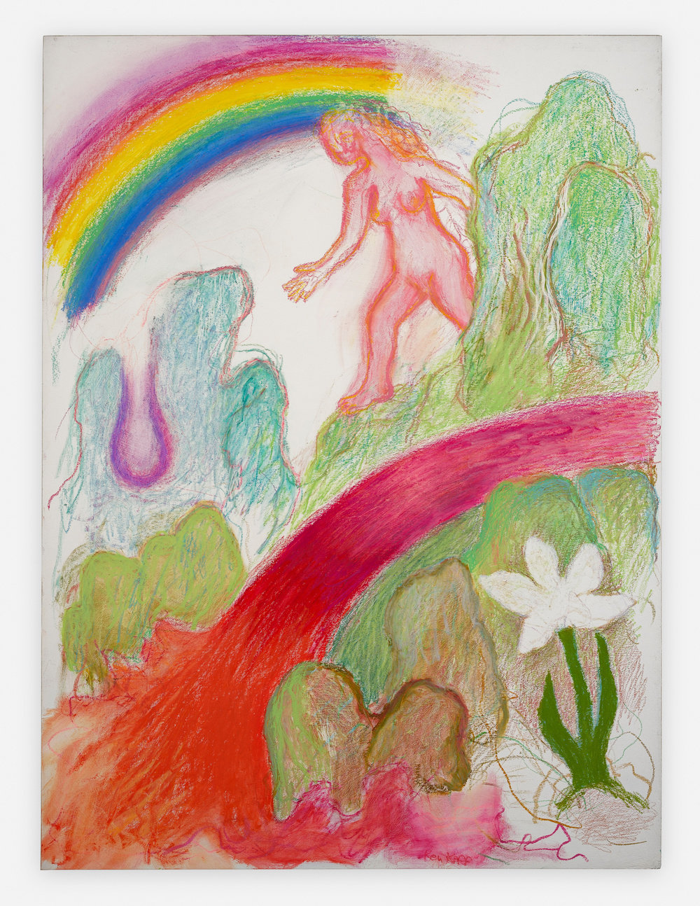 Kiff, rainbow, 1999, oil, pastel and acrylic on paper, 57 1 8 x 33 1 8 in., 145 x 84 cm.
