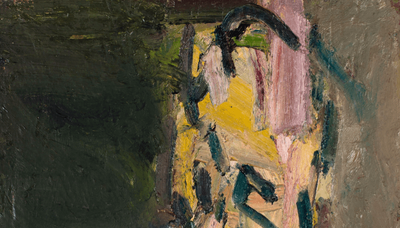 A brushy oil painting by Frank Auerbach