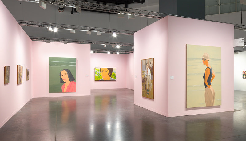 the pink walls of Miami's Art Basel Booth featuring Katz and Porter